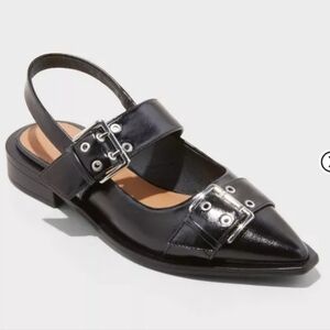 Women's Peyton Double Buckle Slingback Flats Shoes 7 Wild Fable